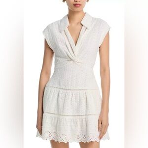 Alice and Olivia Sleeveless Deep V Lace Dress ~ color off white